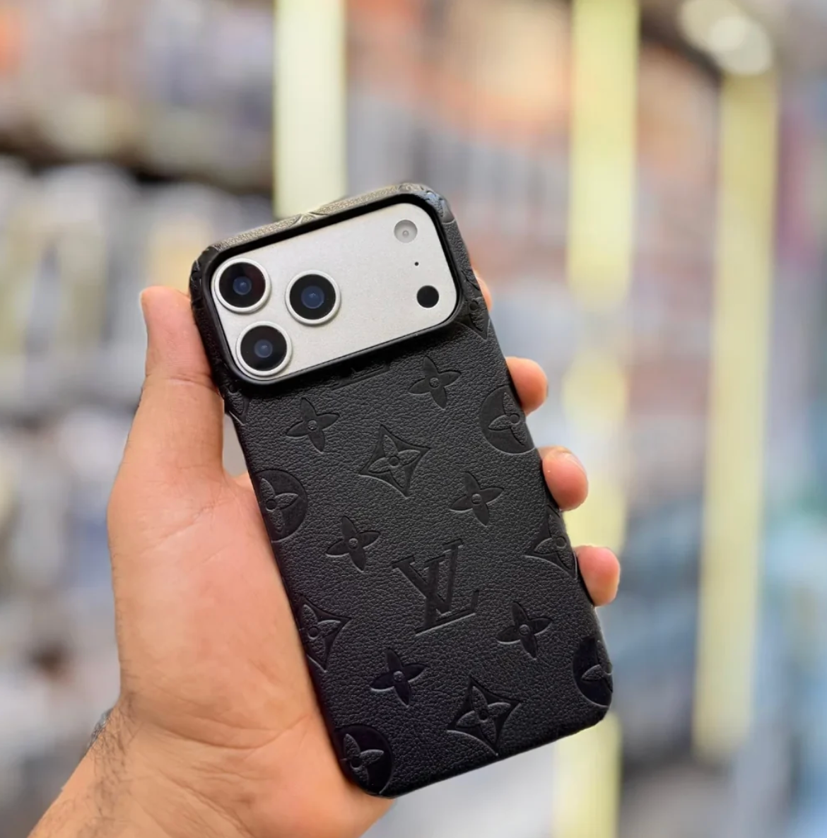 LV Monogram Leather Style iPhone Case – Black Luxury Protective Cover — photo 4