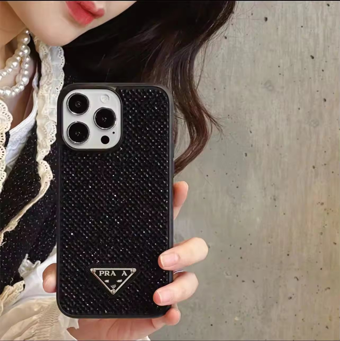 Prada Style Crystal Bling Case for iPhone 17 Pro Max | Luxury Rhinestone Cover — photo 3