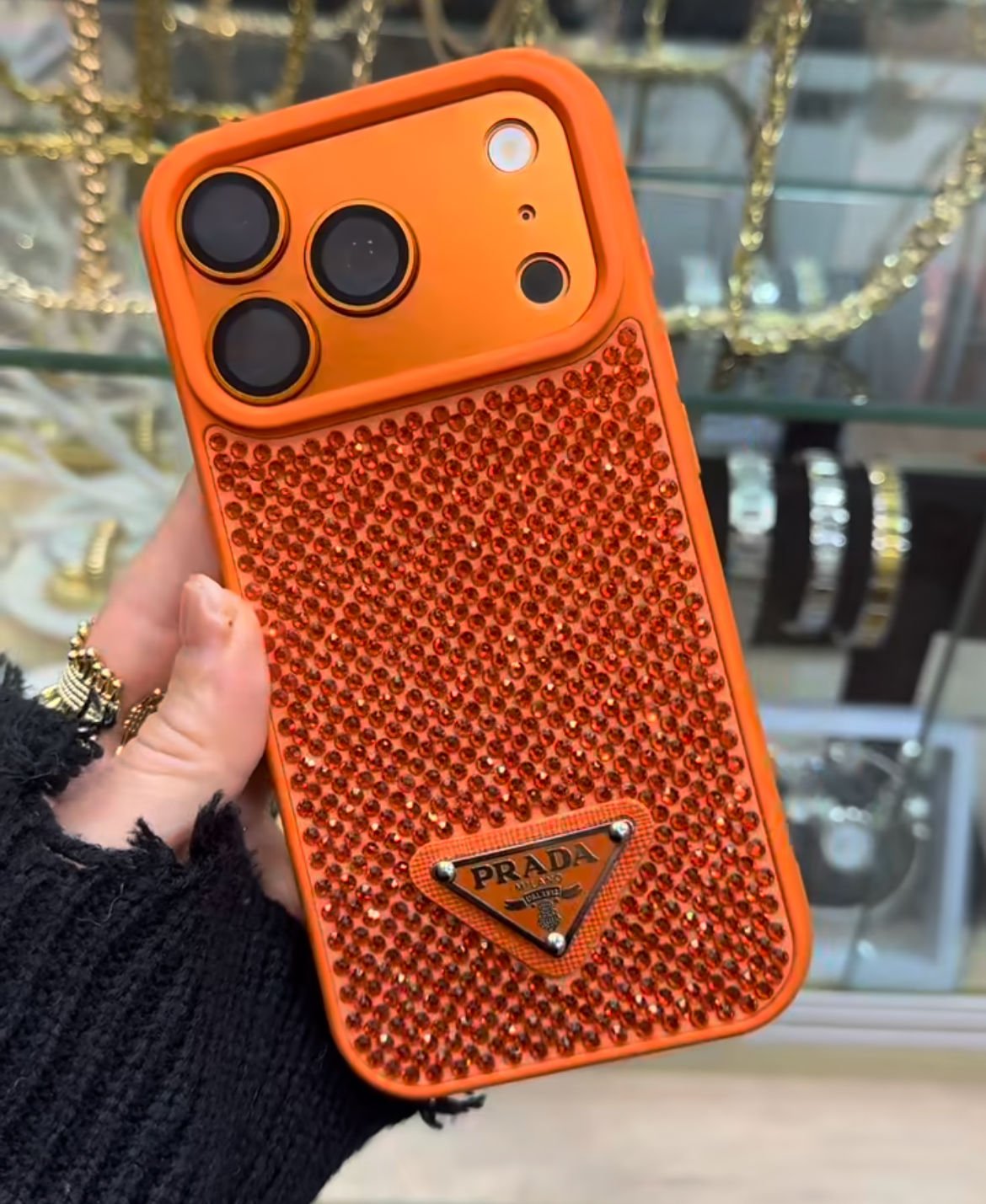 Prada Style Crystal Bling Case for iPhone 17 Pro Max | Luxury Rhinestone Cover — photo 2