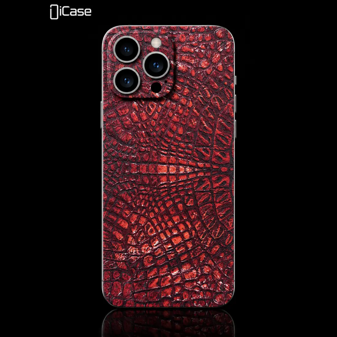 3D Premium Red Crocodile Phone Skin | Precision Cut