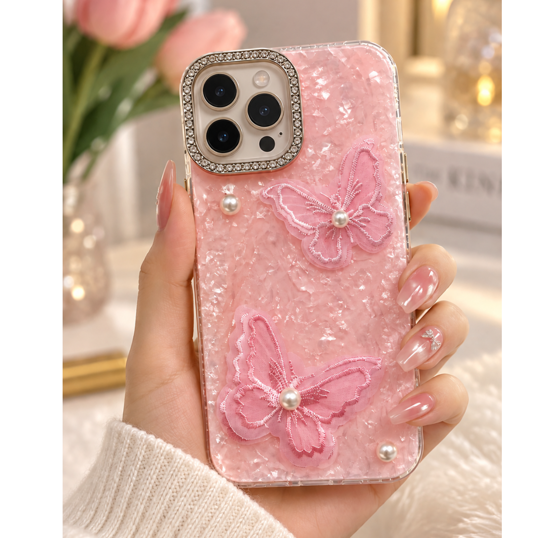 Butterfly Pearl Bling Case — photo 4